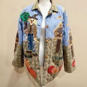 Vintage Patch Magic Quilted Reversible Embroidered Folk Art Jacket  Sz Small